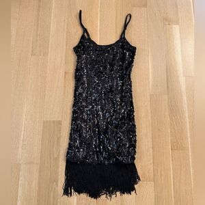 Forever 21 Black Fringe Sequin Dress